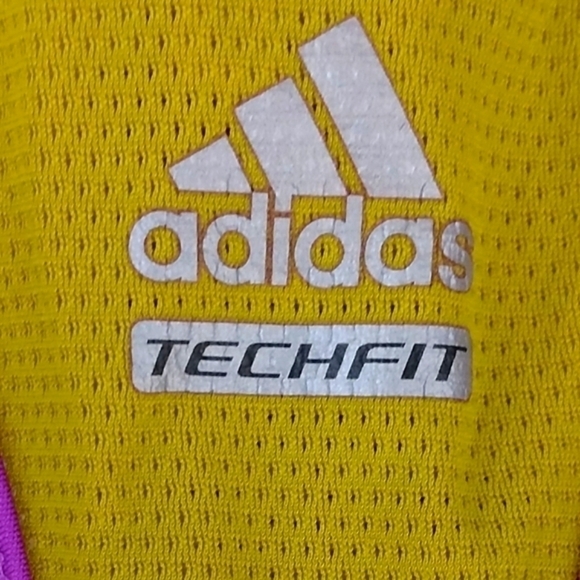 ADIDAS ATHLETE TECHFIT SPORTS BRA PURPLE N YELLOW - Picture 5 of 6